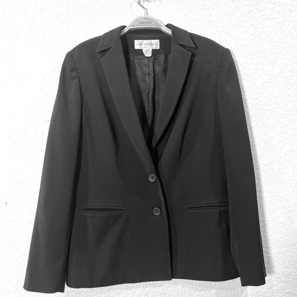 Jones New York Suit Blazer Women 10 Black 2-Button Tailored Professional Jacket